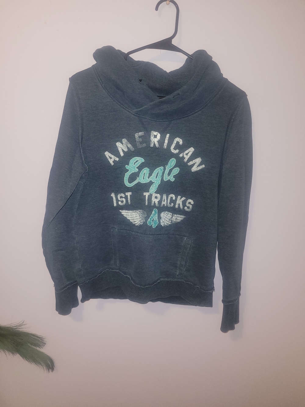 American Eagle Outfitters Teal Graphic Hoodie Sweatshirt